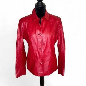 Vintage Maybe Red Women's Leather Jacket Size 4